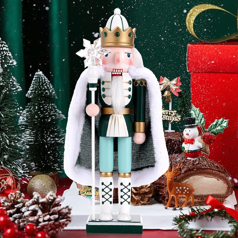 Tpudn Store Christmas Decorations Nutcracker,12 inch Wooden Traditional Nutcracker,Festive Collectible Christmas Ornament Gift for Family Friends (Snowflake Scepter) - Image 2